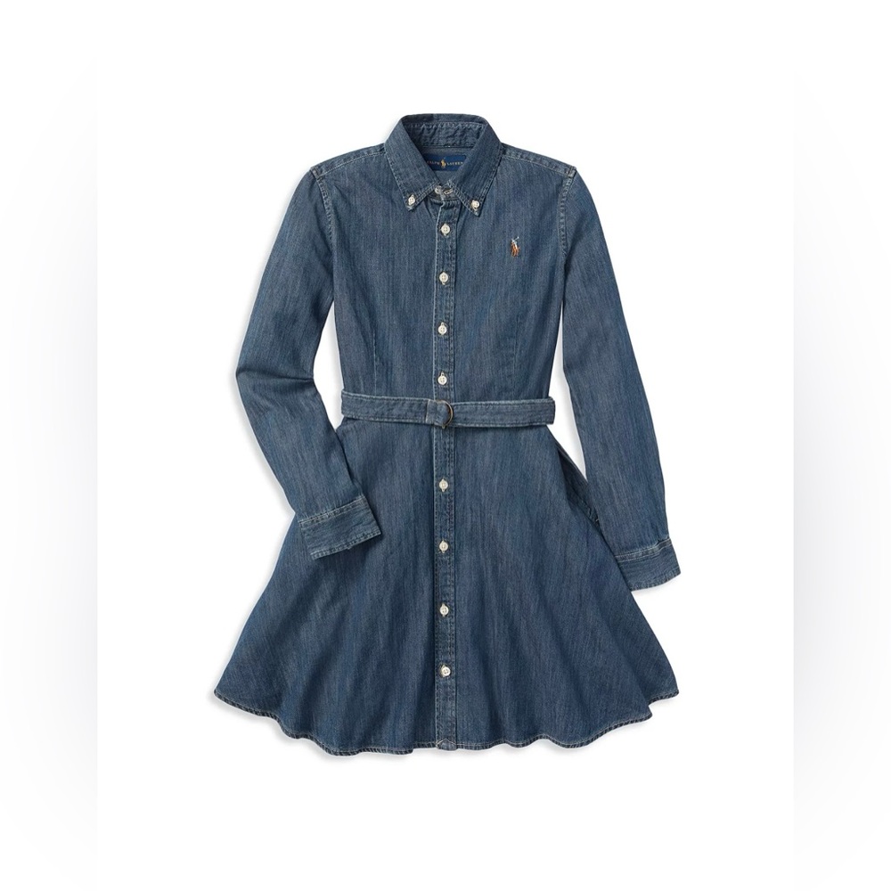 Ralph Lauren Girls' Denim Shirt Dress with Belt